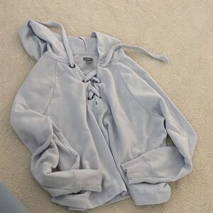 Light Blue Lace-Up Hoodie